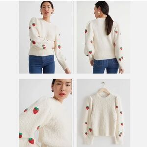 ★NWT & OTHER STORIES  Strawberry Knit Sweater Ivory Size S★